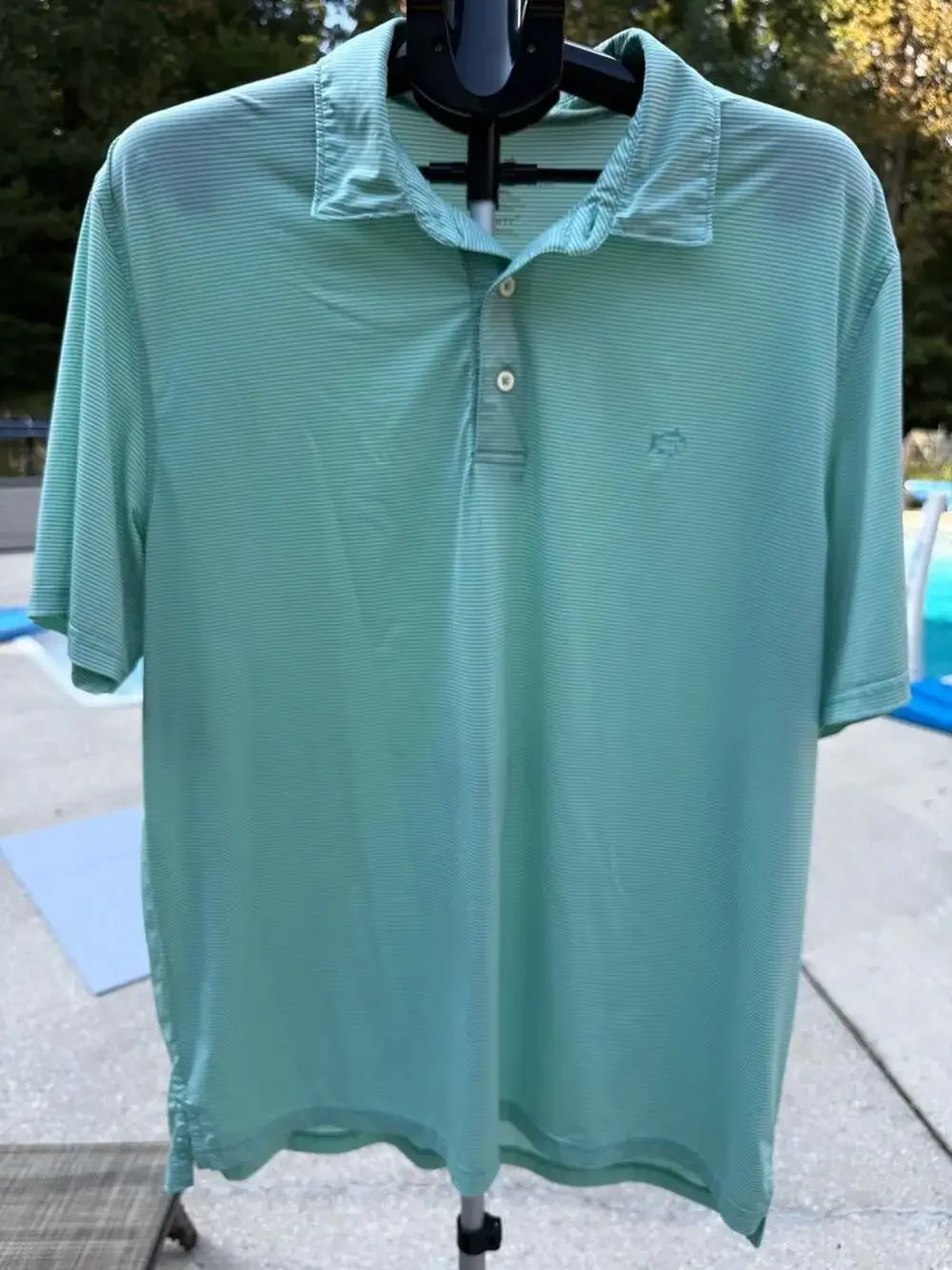 Southern Tide Polo Shirt Size XL Light Green Striped Short Sleeve